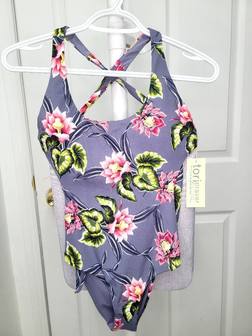 Tori Praver Seafoam Blue Sterling One-Piece Swimsuit Size XS